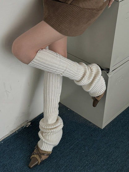 Off-white/Apricot/Red/Coffee/Dusty Purple/Black Knitted Leg Warmers