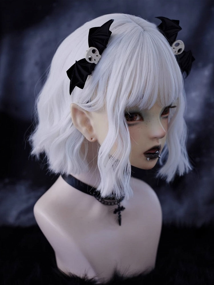 Skull Decorated Black Goth Wings Hairclips