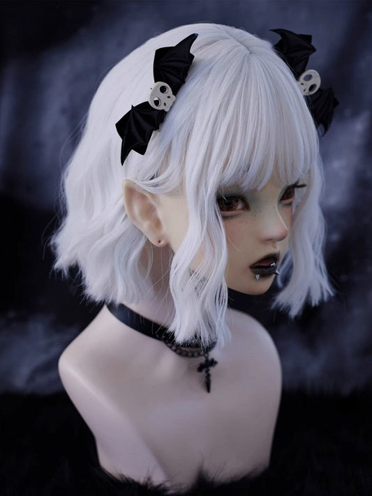 Skull Decorated Black Goth Wings Hairclips