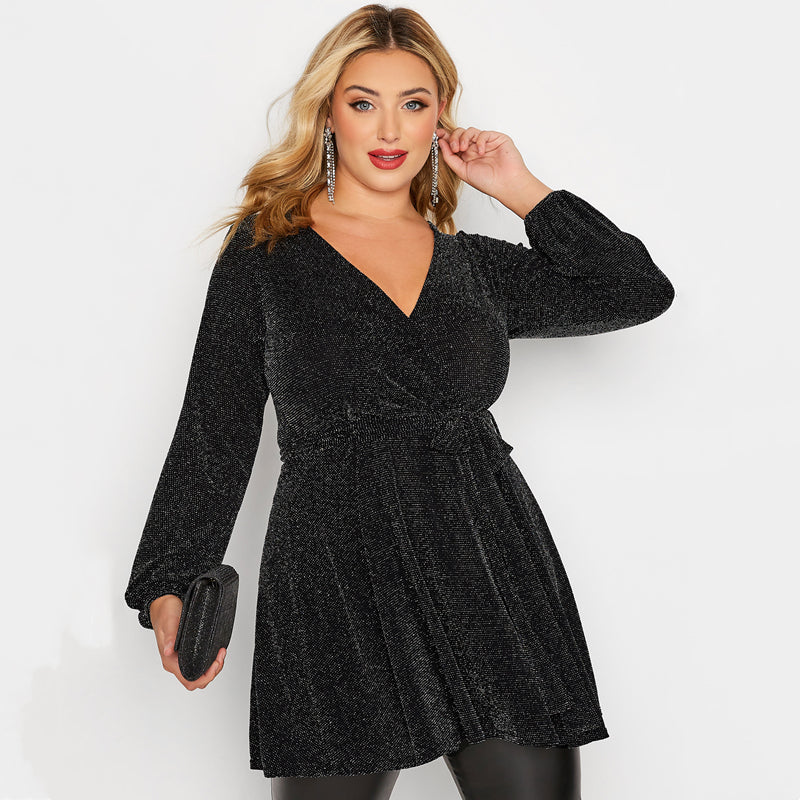 Plus-size V-neck Thin Belly-covering Women's autumn new waist