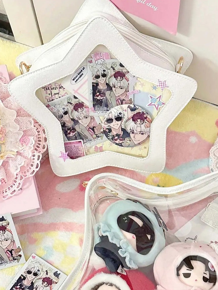 White PU Star-shaped Ita Bag Set with Detachable Badge Charm