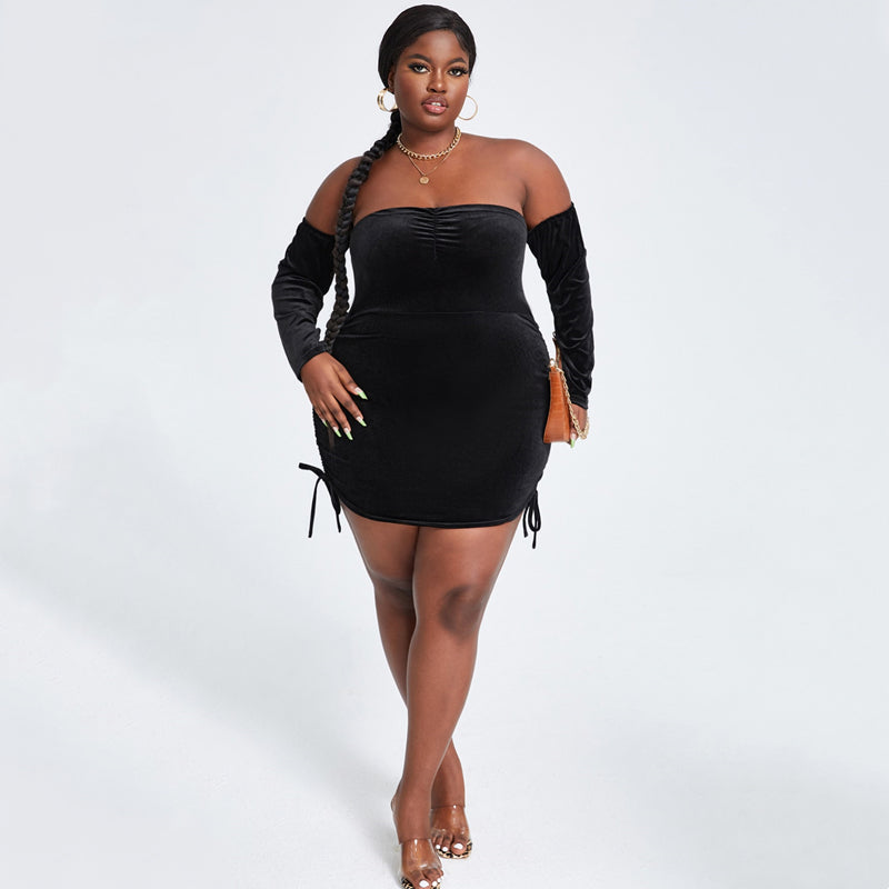 Plus Size Temperament Pleated Waist Slim Bandeau Skirt