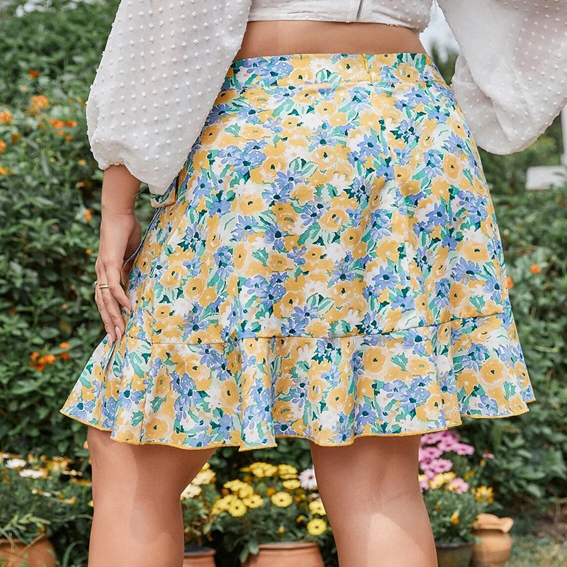 Summer New French Floral Skirt Women's Plus Size
