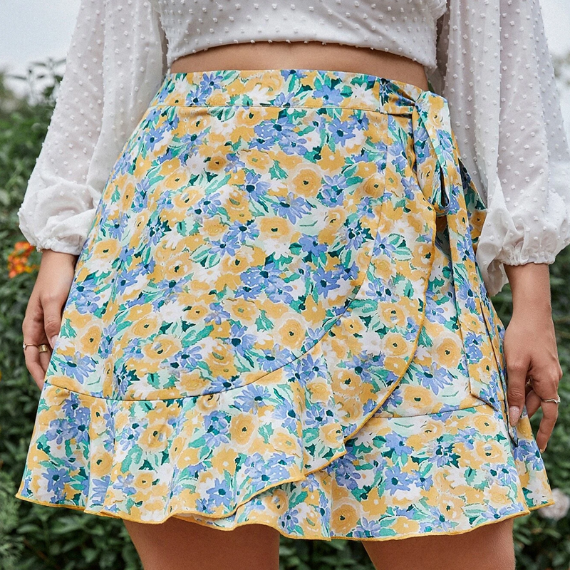 Summer New French Floral Skirt Women's Plus Size