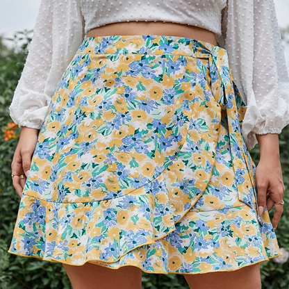 Summer New French Floral Skirt Women's Plus Size