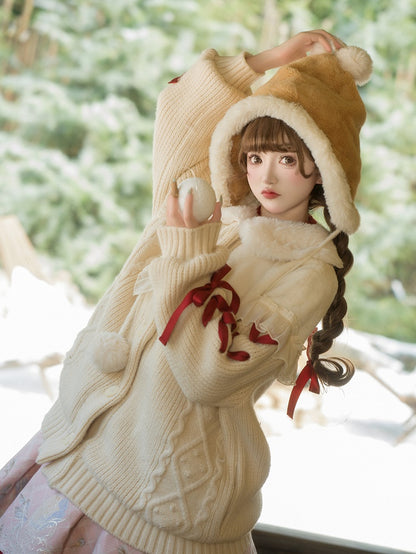 Yellow Winter Cute Pompoms Plush Hat