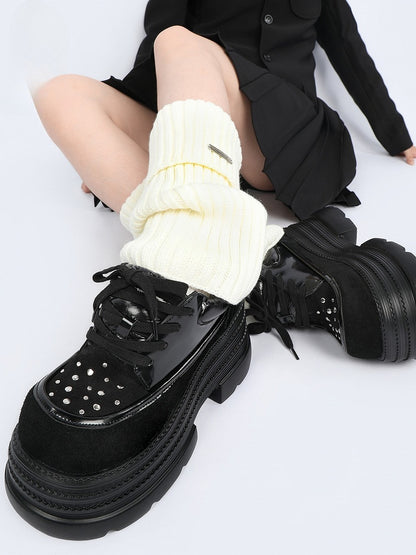 Stud Embellishments & Functional Lacing System Punk Black Platforms