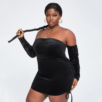 Plus Size Temperament Pleated Waist Slim Bandeau Skirt