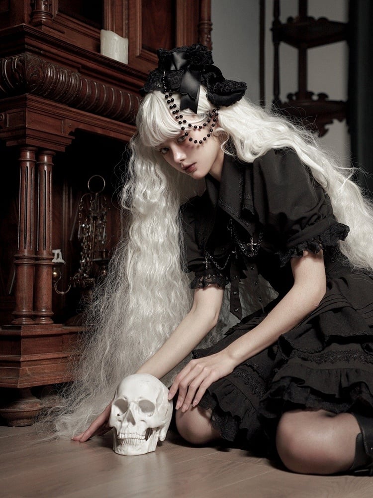 Clearance-Size M for Bust 96CM Black Gothic Chain Details Bolero