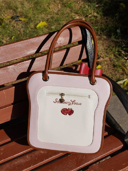 Pink Toast-shaped Ita Tote Bag with Bowknots