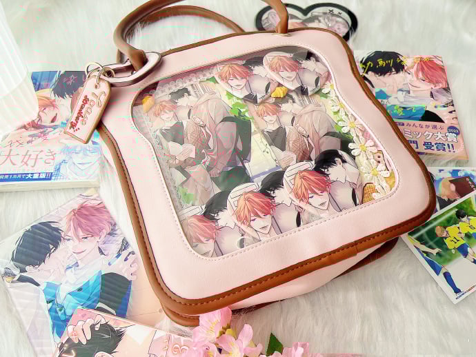 Pink Toast-shaped Ita Tote Bag with Bowknots