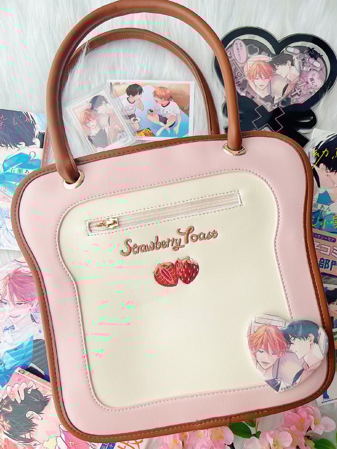Pink Toast-shaped Ita Tote Bag with Bowknots