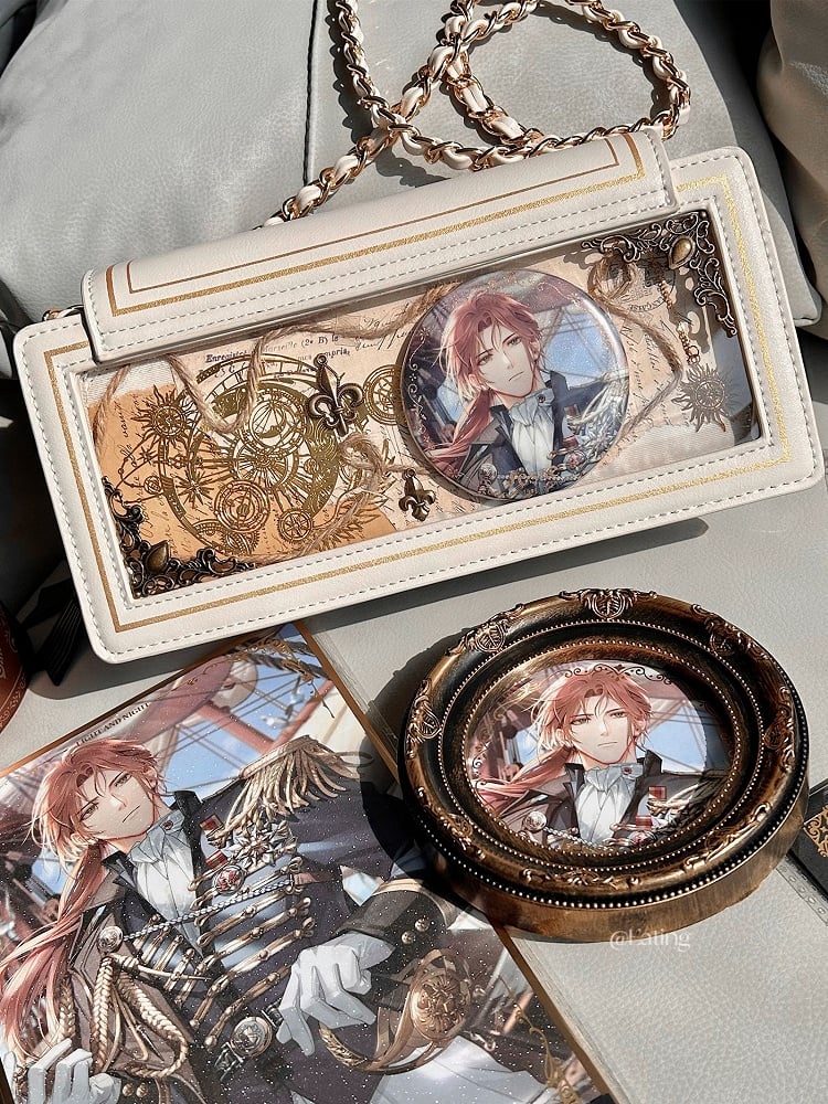 Rose Design Beige Envelope Shaped Crossbody Ita Bag