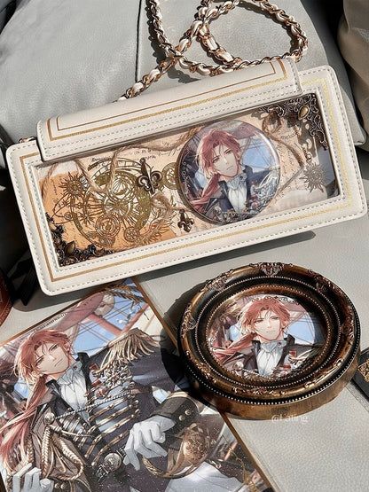 Rose Design Beige Envelope Shaped Crossbody Ita Bag