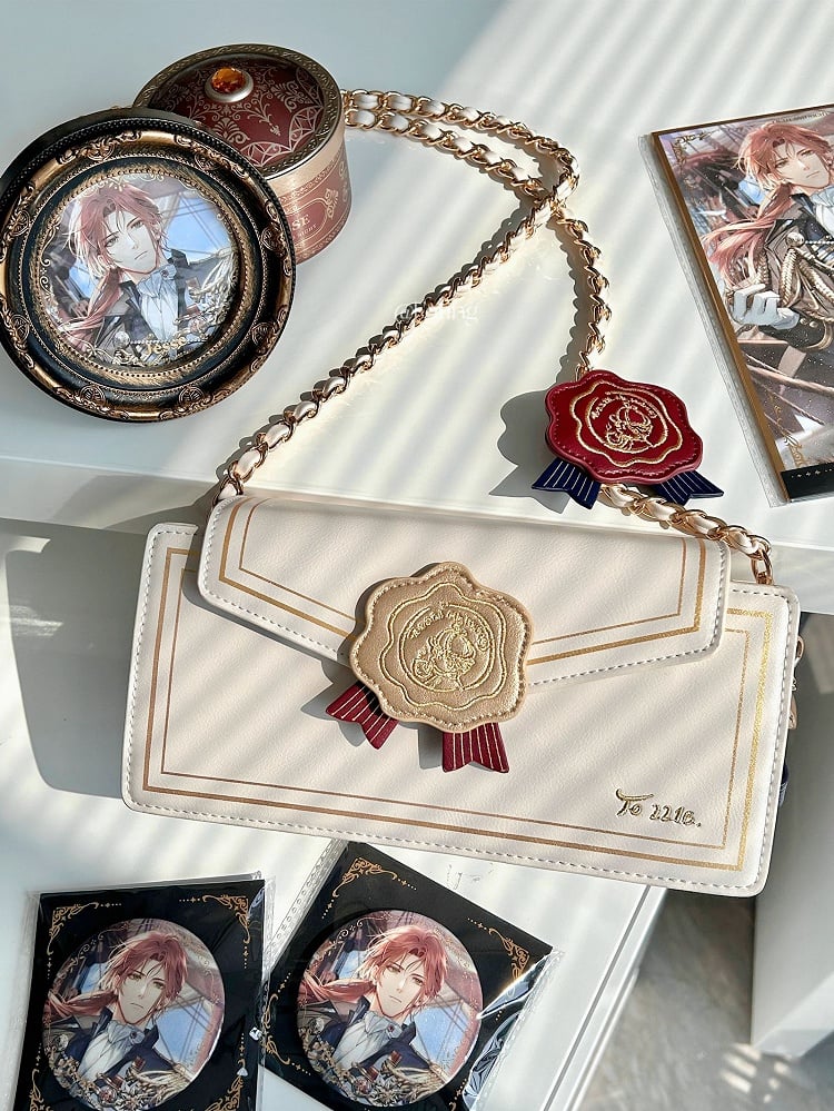 Rose Design Beige Envelope Shaped Crossbody Ita Bag