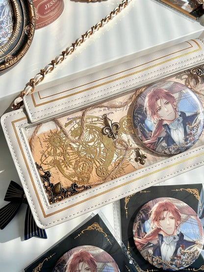 Rose Design Beige Envelope Shaped Crossbody Ita Bag