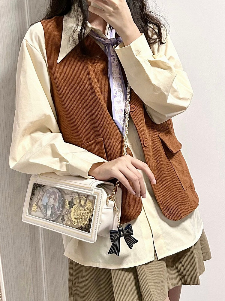 Rose Design Beige Envelope Shaped Crossbody Ita Bag