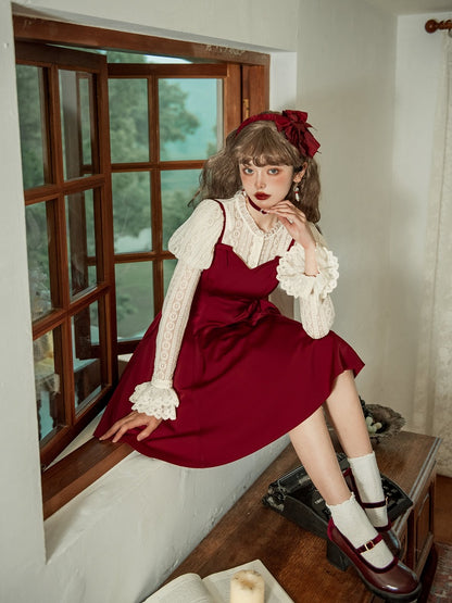 Red Elegant Slim Fit Waist Spaghetti Straps Dress