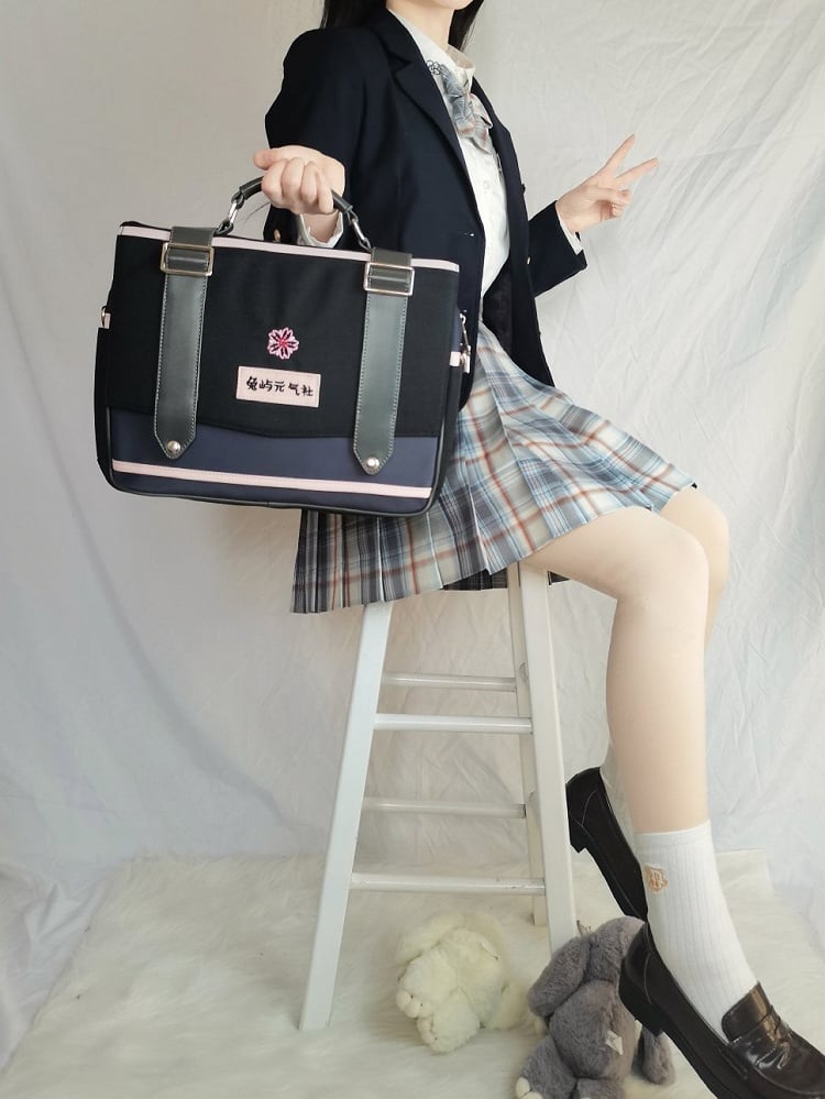 Black and Pink 3 Ways JK Uniform Satchel Bag Bunny Island Sakura Japanese High School Backpack