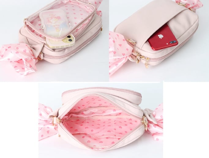 Black/Pink Candy Ita Bag Polk-dot and Sweetheart Pattern