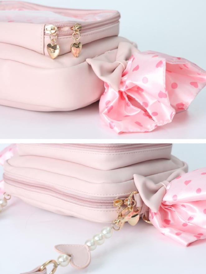 Black/Pink Candy Ita Bag Polk-dot and Sweetheart Pattern