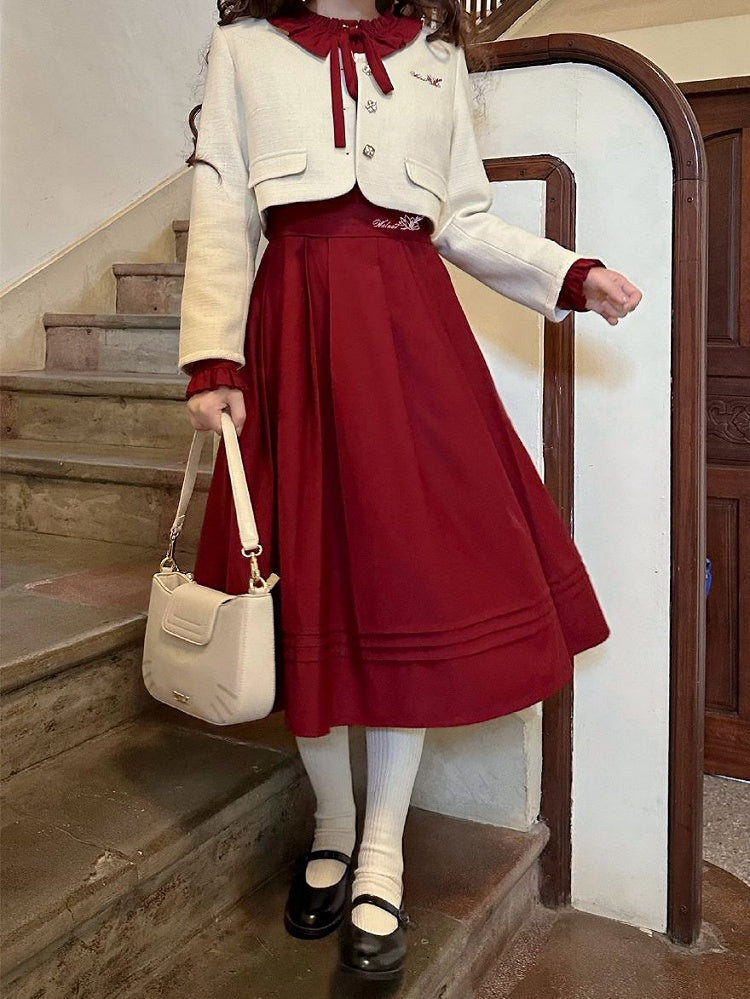 Floral Embroidery White Tweed Jacket