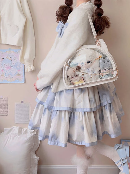 White / Black Cat Head Shaped Ita Backpack