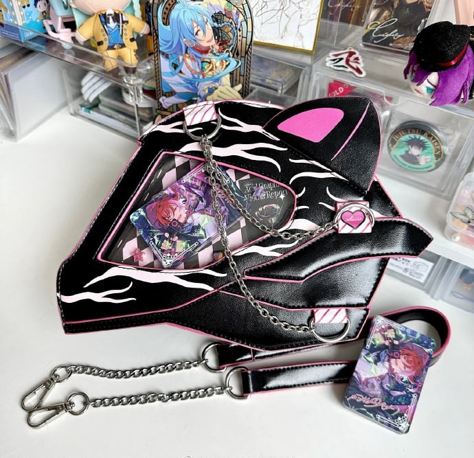 Cat Ear Design Helmet Shaped Ita Bag Black&Purple