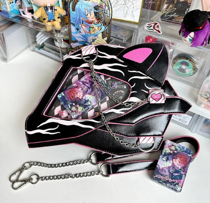 Cat Ear Design Helmet Shaped Ita Bag Black&Purple