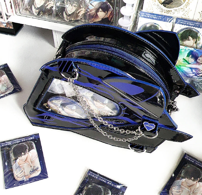 Cat Ear Design Helmet Shaped Ita Bag Polished Black&Blue