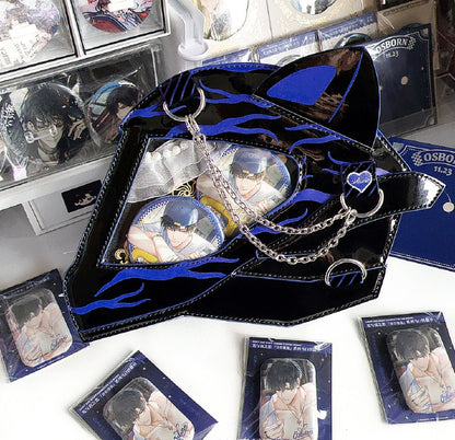 Cat Ear Design Helmet Shaped Ita Bag Polished Black&Blue