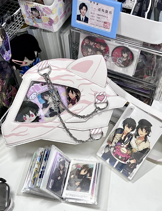 Cat Ear Design Helmet Shaped Ita Bag White&Pink