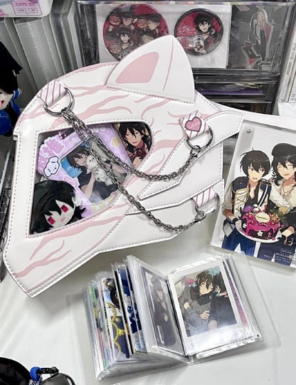 Cat Ear Design Helmet Shaped Ita Bag White&Pink