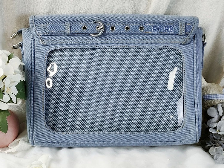 Buttons Decorated Light Blue Denim Ita Bag