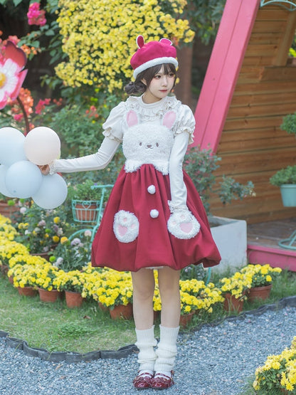 Clearance-Size S for Bust 90CM Souffle White Ruffle Trim Round Neck Autumn Knitted Top