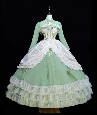 Disney Princess Vibes Ball Gown Green Long Lace-up Slim Waist Hime Dress