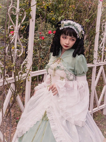 Disney Princess Vibes Ball Gown Green Long Lace-up Slim Waist Hime Dress