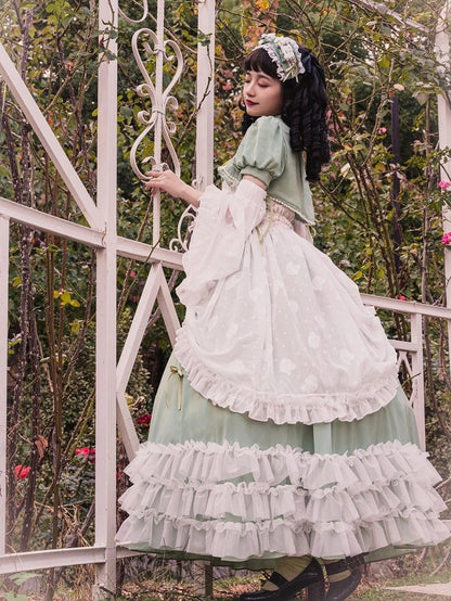 Disney Princess Vibes Ball Gown Green Long Lace-up Slim Waist Hime Dress