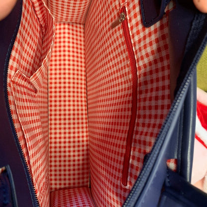 Dark Blue Tote Bag Crossbody Alice in Wonderland Theme