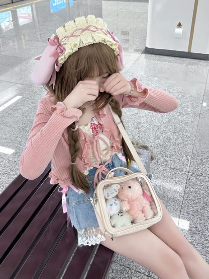 Sky Blue/Pink/Purple/White/Apricot PU Square Crossbody Ita Bag