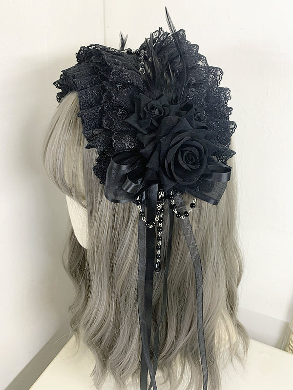 Bead Chains Gothic Rosette Design Feather KC Black/Black and Purple