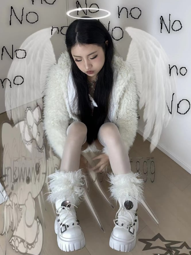 Skull Star Studs Decorated White PU Punk Lolita Platforms