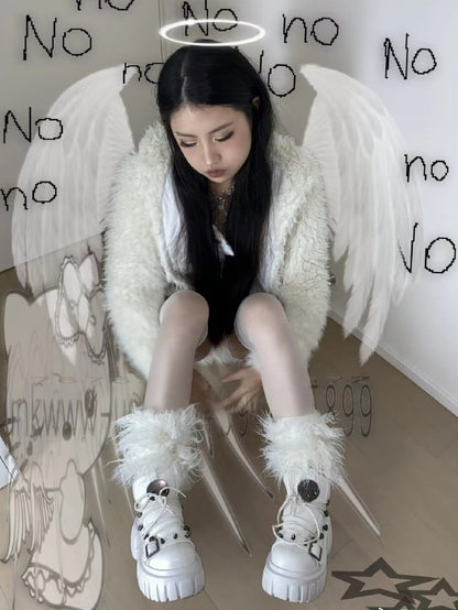 Skull Star Studs Decorated White PU Punk Lolita Platforms