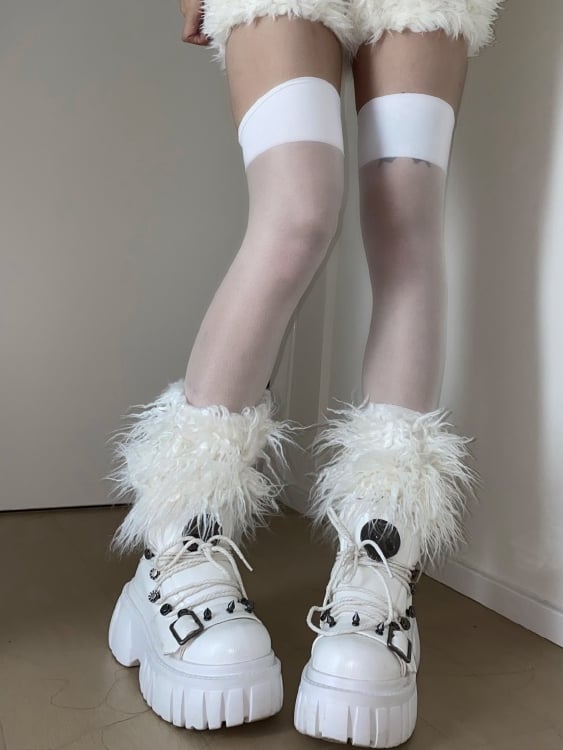Skull Star Studs Decorated White PU Punk Lolita Platforms