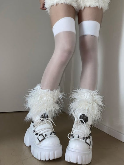 Skull Star Studs Decorated White PU Punk Lolita Platforms