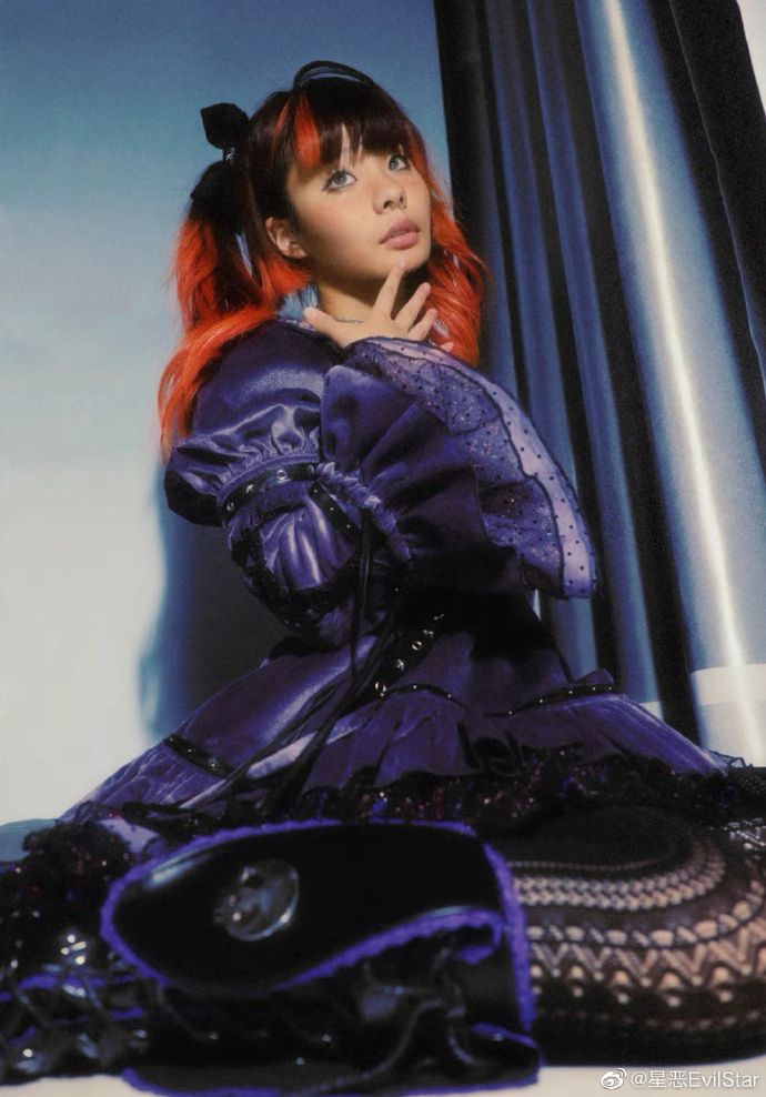 Bad Bunny Lace Trim Bunny Ears Platform Boots Black&Purple PU Gothic Shoes