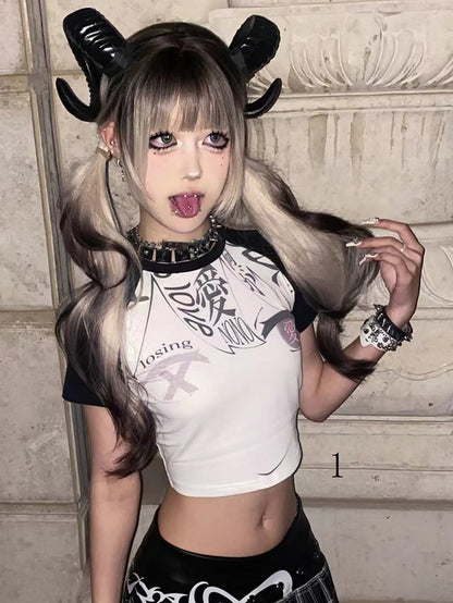 Black Y2K Cropped Top 2 Options