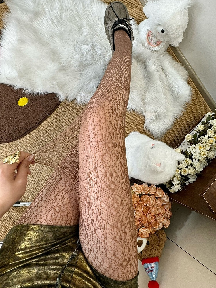 Blck/Brown/Gray/White Hollow-out Design Tights