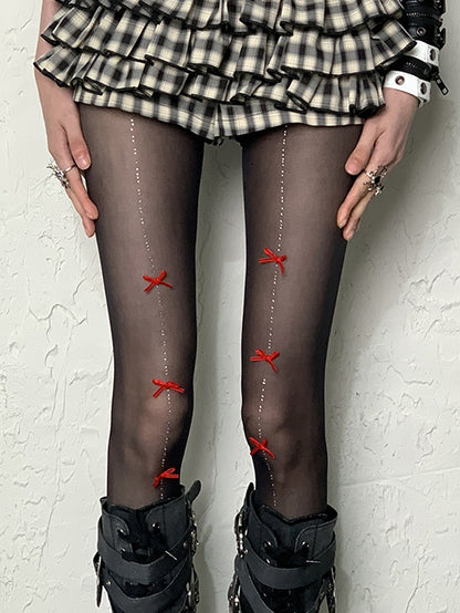 Y2K Bowknot Tights 4 Color Options