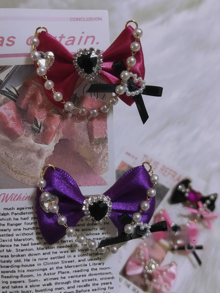 5 Options Heart Decorated Beaded Charm Bowknot Ring